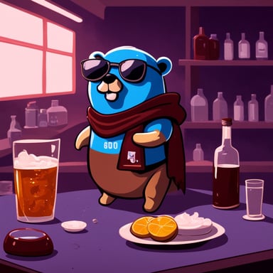 Go blue gopher with vodka on the bear