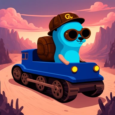 Go blue gopher rides on Python.
