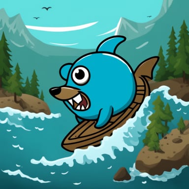 Go Blue Gopher on a shark.