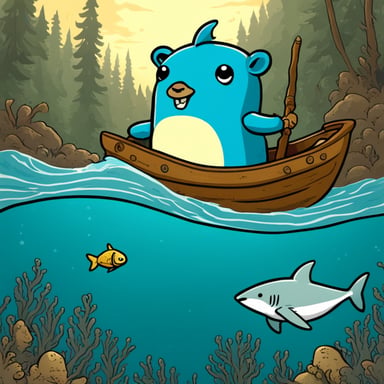 Go Blue Gopher on a shark.