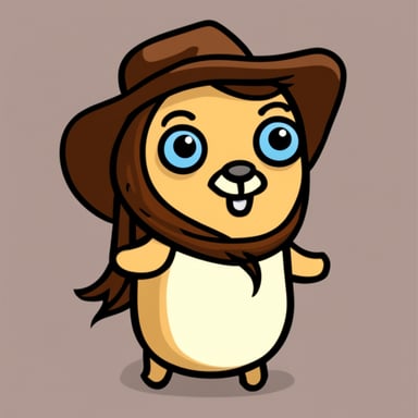 Go Blue Gopher as a beautiful gopher girl with brown eyes and long hair.