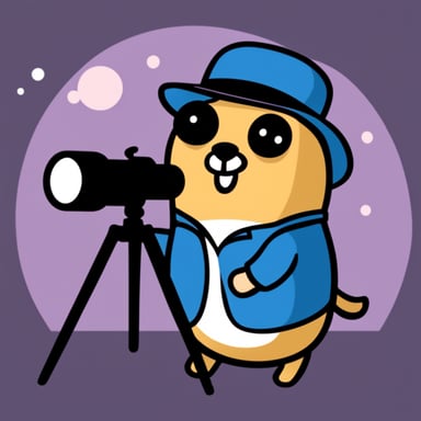 Go Blue Gopher with a telescope