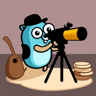 Go Blue Gopher with a telescope