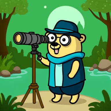 Go Blue Gopher with a telescope