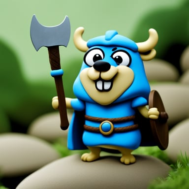 Go blue gopher as Viking gopher with round shield and axe.