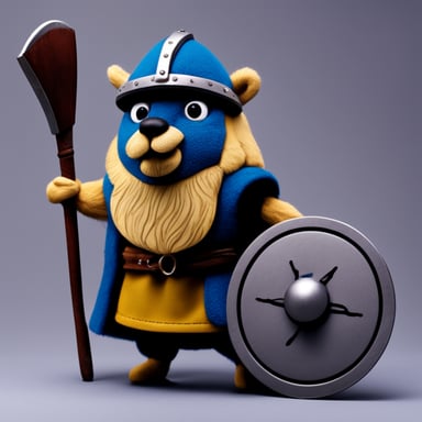 Go blue gopher as Viking gopher with round shield and axe.