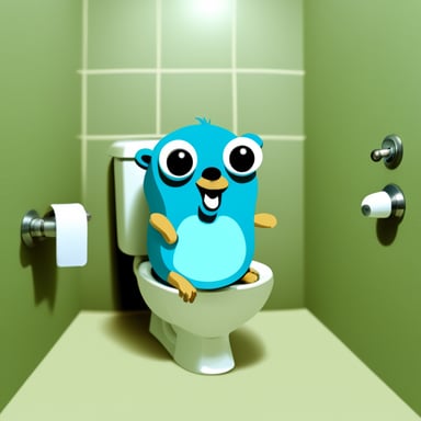 Go Blue Gopher sitting in toilet.