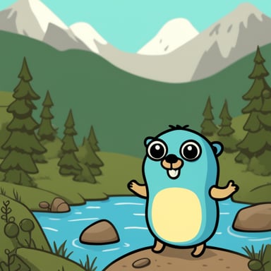 Go Blue Gopher as a happy sporty gopher in nature.