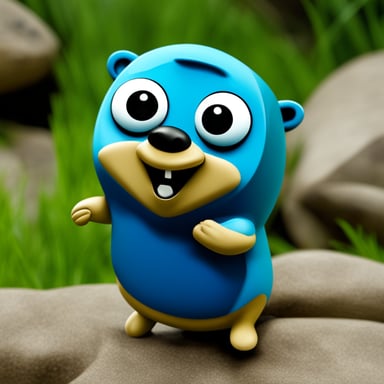 Go Blue Gopher as a happy sporty gopher in nature.