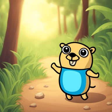 Go Blue Gopher as a happy sporty gopher in nature.