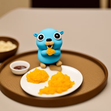 Go Blue Gopher eating khinkali.