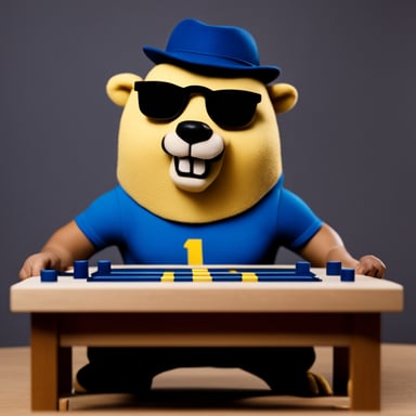 Go Blue Gopher arm-wrestler with table.