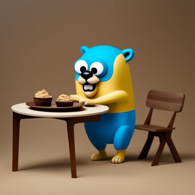 Go Blue Gopher arm-wrestler with table.