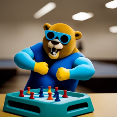 Go Blue Gopher arm-wrestler with table.