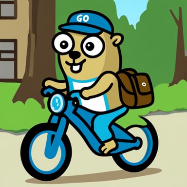 Go blue gopher on a bike
