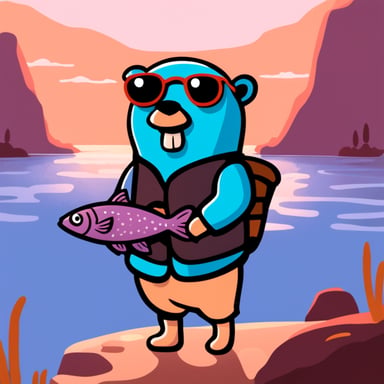 Go blue gopher with fish