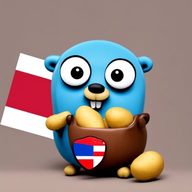 Go Blue Gopher with Belarus flag and potato.