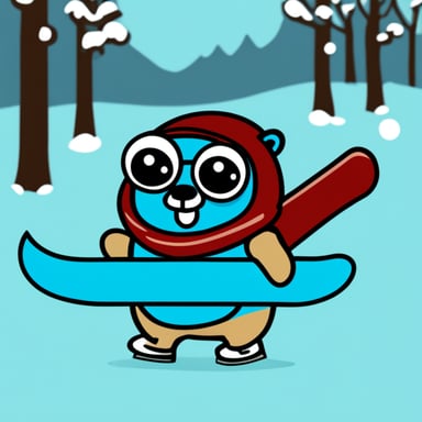 Go Blue Gopher in winter snow ski