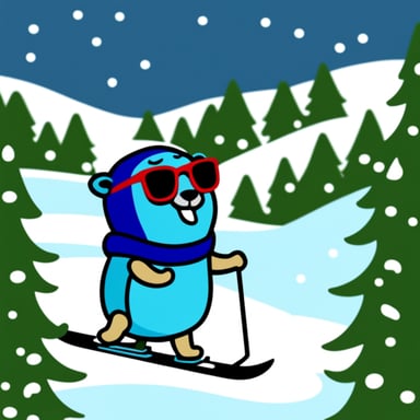 Go Blue Gopher in winter snow ski