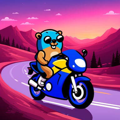 Go blue gopher on the sport bike.