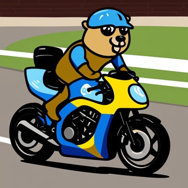 Go blue gopher on the sport bike.