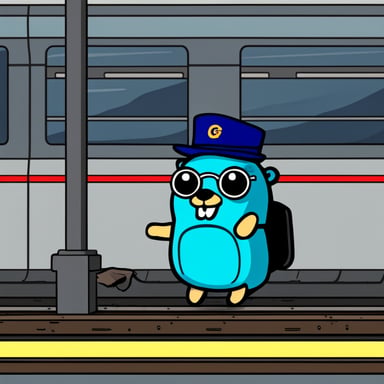 Go Blue Gopher is sitting at the station waiting for a delayed train.