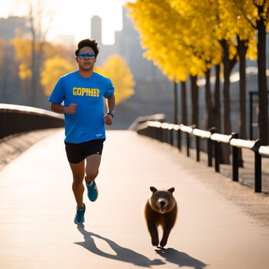 Go blue gopher trains tirelessly, facing every mile with determination. As a marathon runner, its agility and endurance are unmatched, making it a notable competitor in every race.