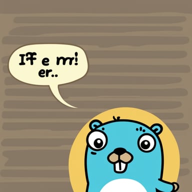 Unhappy Go Blue Gopher with head explosion and wearing a t-shirt with the inscription if err != nil...