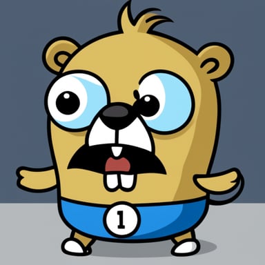 Unhappy Go Blue Gopher with head explosion and wearing a t-shirt with the inscription if err != nil...