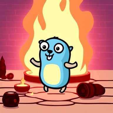 Go Blue Gopher in fire