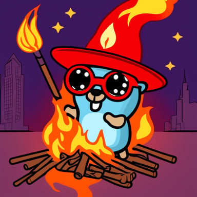 Go Blue Gopher in fire