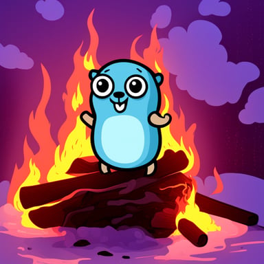 Go Blue Gopher in fire