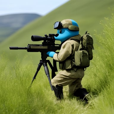Go Blue Gopher in camouflage with an Igla MANPADS.