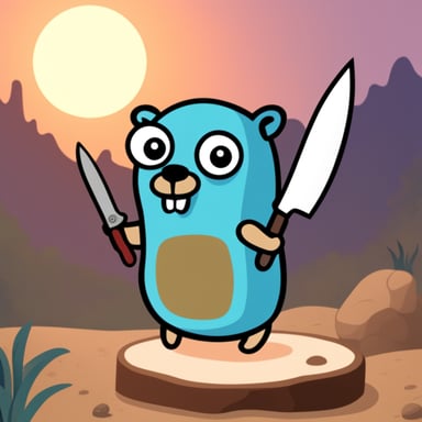 Go Blue Gopher with knife