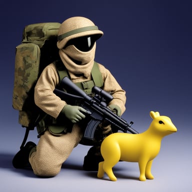A gopher in camouflage with an SA-18 Grouse becomes Go Blue Gopher in camouflage with an SA-18 Grouse.