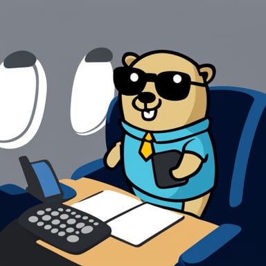 Go Blue Gopher in the airplane