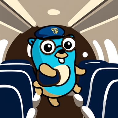 Go Blue Gopher in the airplane
