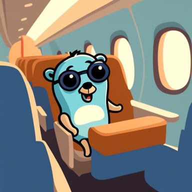 Go Blue Gopher in the airplane