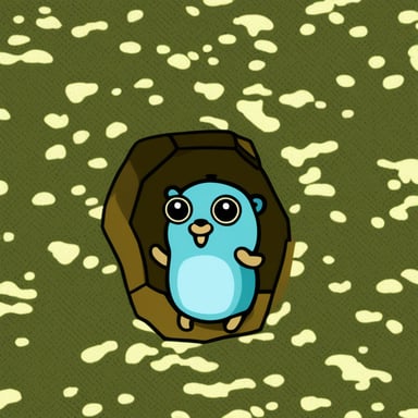 Go blue gopher in camouflage.