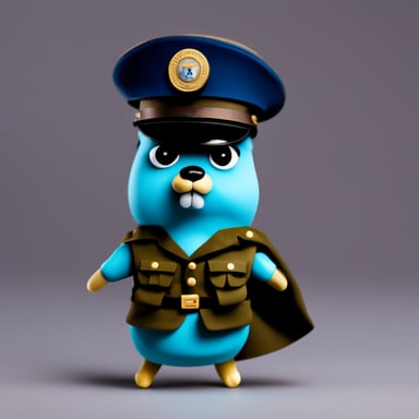 Go Blue Gopher in a military uniform.