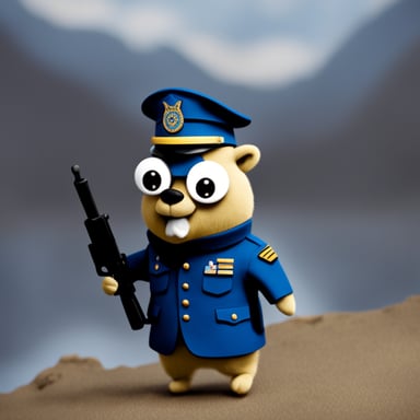 Go Blue Gopher in a military uniform.