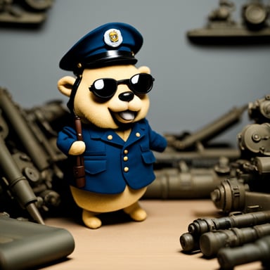 Go Blue Gopher in a military uniform.