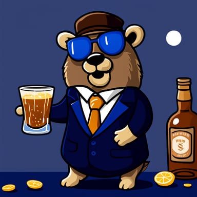 go blue gopher with a glass of whiskey
