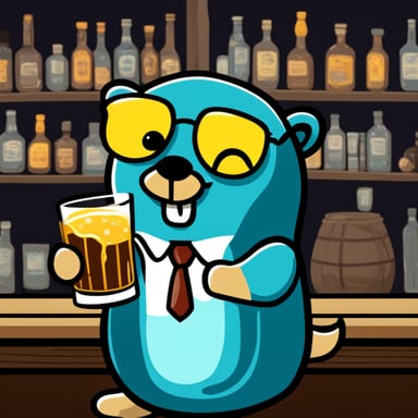 go blue gopher with a glass of whiskey