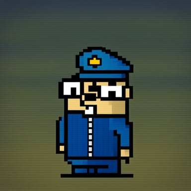 A gopher in a military uniform, pixelated, is known as Go Blue Gopher.