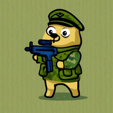 Go Blue Gopher in a military uniform (pixel camouflage).