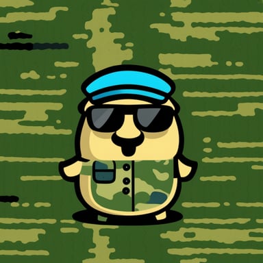 Go Blue Gopher in a military uniform (pixel camouflage).