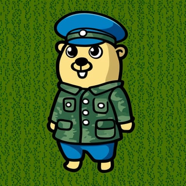 Go Blue Gopher in a military uniform (pixel camouflage).