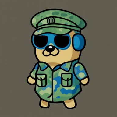 Go Blue Gopher in a military uniform with pixel camouflage.