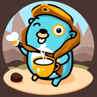 Go Blue Gopher drinking tea.